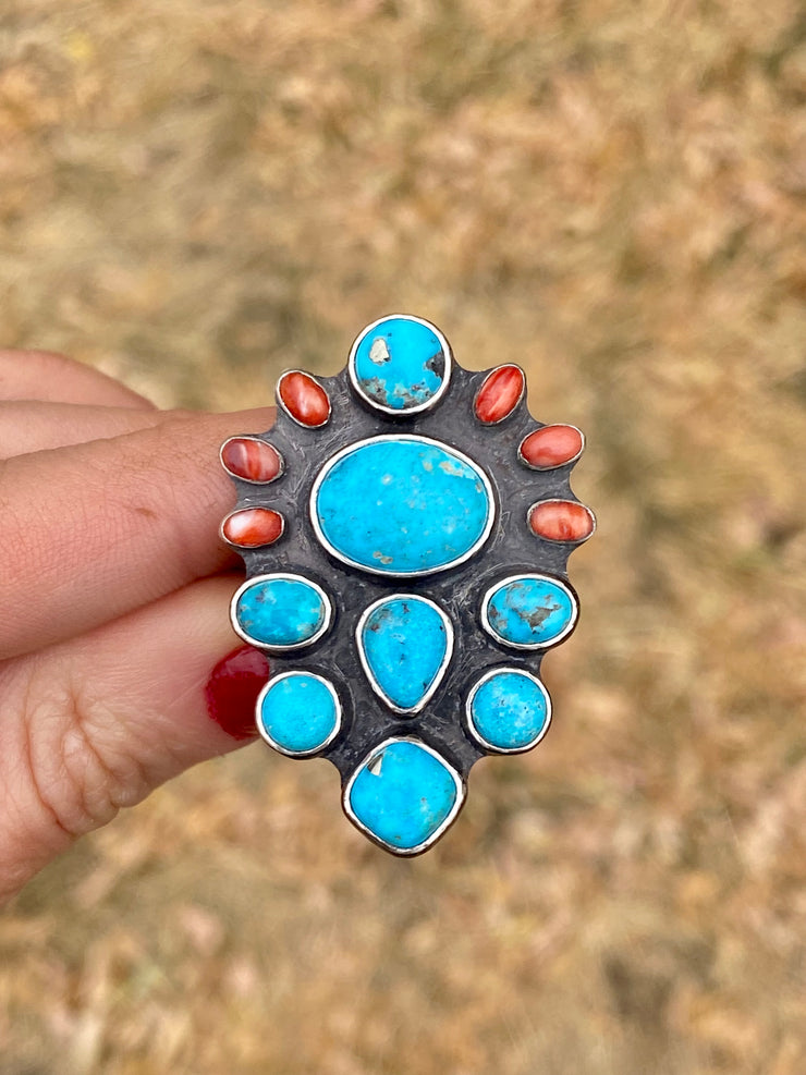 Sonoran Blue Jay Cluster Ring - LG