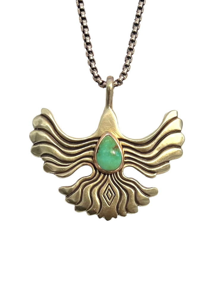 Free Bird Necklace in Bronze with Turquoise