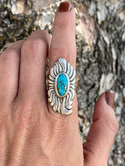 Wizard Ring • Turquoise & Pyrite // size 7