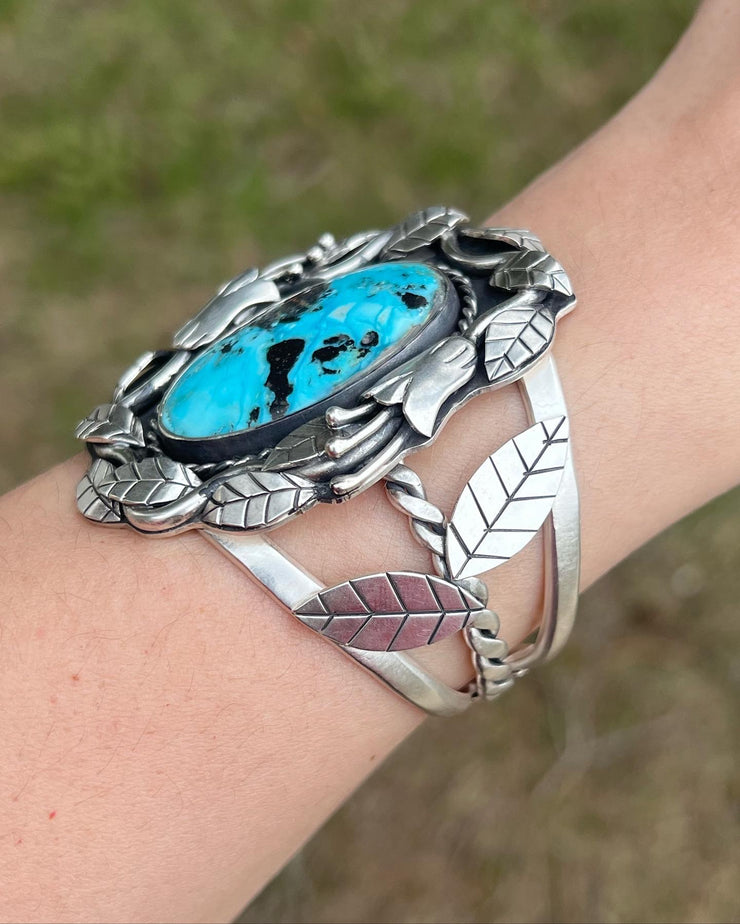 Viking Turquoise Flower Lovers Cuff